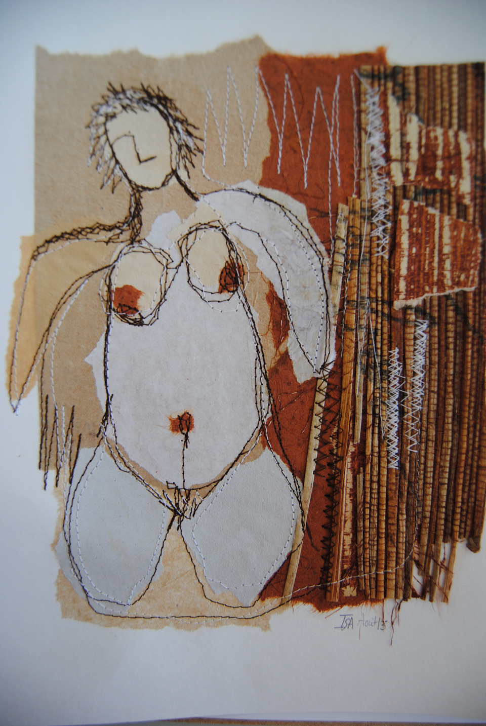 « Femmes ou anges ? », collage et couture.