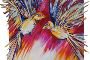 Rencontre, acrylique et bois, 2m x 2m