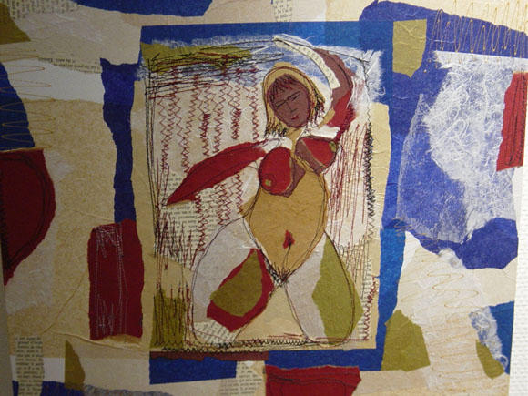 Nues et petites rondeurs, collage sur toile.