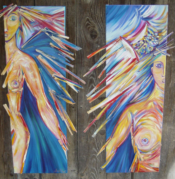 « Femmes ou anges ? » – acrylique et bois.