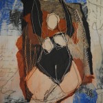 Nus sur toile, petit fomat, acrylique, fil papier et couture