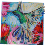 Palette colorée pour le colibri, acrylique et bois, 2m x 2m