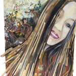 Portrait Adèle Rayonnante 2017 Acrylique, bois et tissus