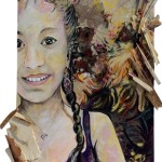 Selfie Adèle à la natte 2017 Acrylique, bois et tissus